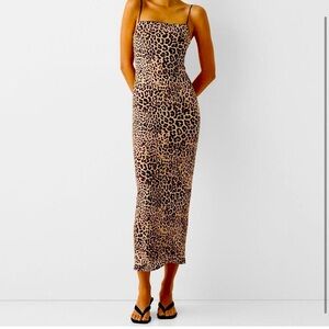 Bershka leopard midi dress